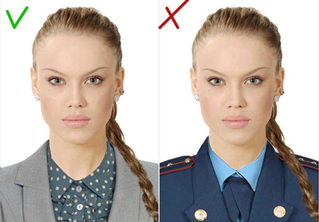 Образец фото на паспорт РФ в форме