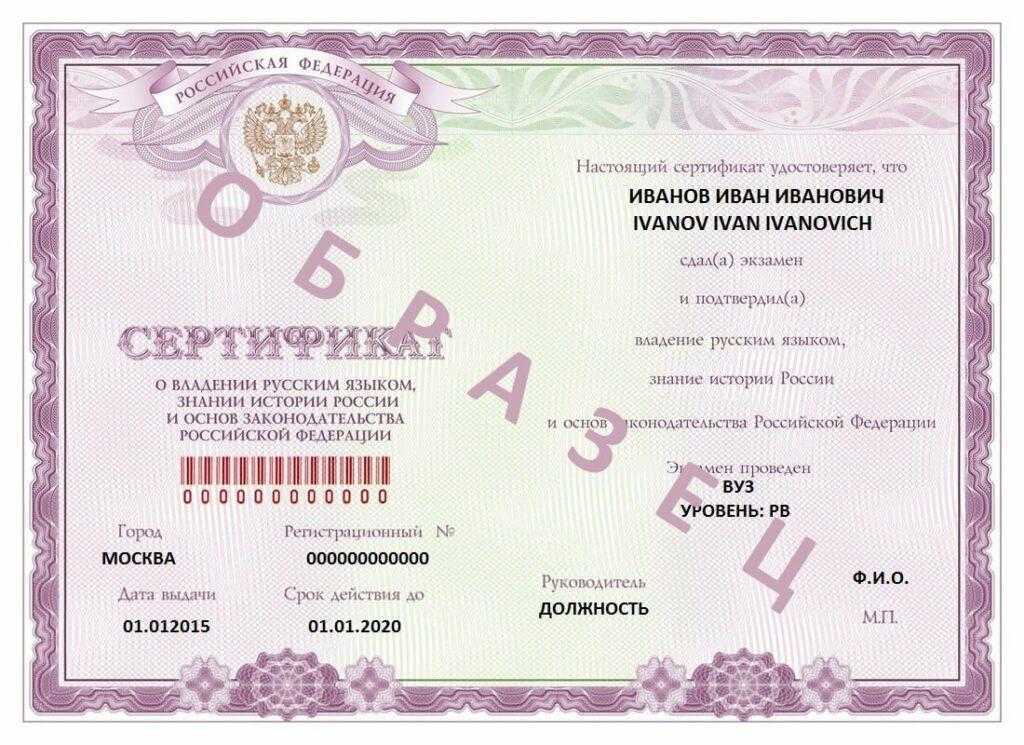 Как получить сертификат по русскому языку для РВП